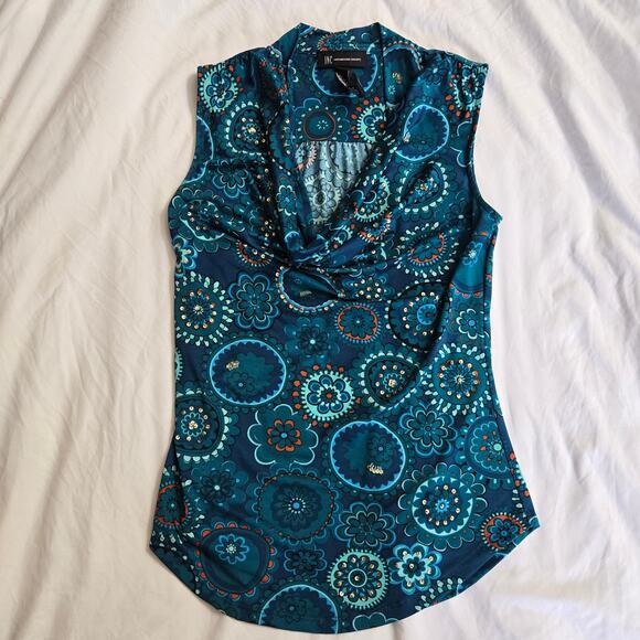 INC Women Y2K Fairy Boho Beaded Sequins Going Out Paisley Cowl Neck Tank Top XS - Picture 9 of 11